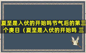 夏至是入伏的开始吗节气后的第三个庚日（夏至是入伏的开始吗 三伏天怎么算）